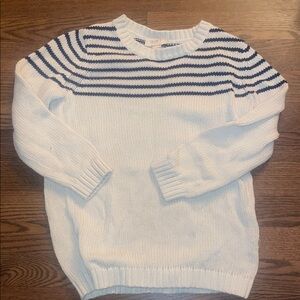 LOFT Navy and White Striped Knit Sweater
